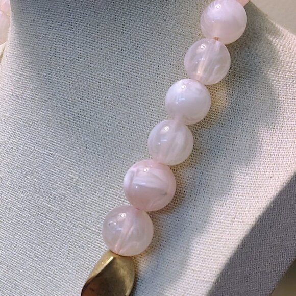 Vtg Natural Spinel Rose Pink Gemstone Chunky Necklace with Glass - Picture 4 of 6